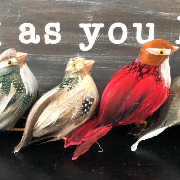 Set of 6 vintage decorative feathered birds - Picture 4 of 7